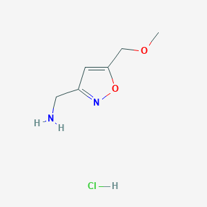 molecular formula C6H11ClN2O2 B2400646 [5-(Methoxymethyl)-1,2-oxazol-3-yl]methanamine;hydrochloride CAS No. 2243504-43-8