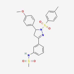 molecular formula C24H25N3O5S2 B2400647 N-(3-(5-(4-methoxyphenyl)-1-tosyl-4,5-dihydro-1H-pyrazol-3-yl)phenyl)methanesulfonamide CAS No. 851782-25-7