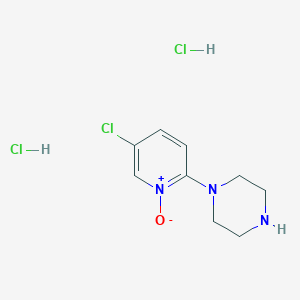 molecular formula C9H14Cl3N3O B2400651 1-(5-Chloro-1-oxyde-pyridin-1-ium-2-yl)pipérazine ; dihydrochlorure CAS No. 2413886-45-8