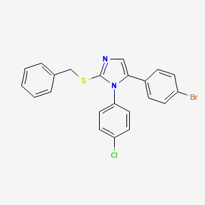 molecular formula C22H16BrClN2S B2400655 2-(benzylthio)-5-(4-bromophenyl)-1-(4-chlorophenyl)-1H-imidazole CAS No. 1226433-21-1