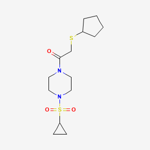 molecular formula C14H24N2O3S2 B2400665 2-(Cyclopentylthio)-1-(4-(cyclopropylsulfonyl)piperazin-1-yl)ethanone CAS No. 1226437-94-0