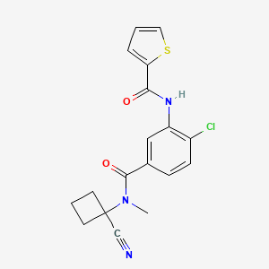 molecular formula C18H16ClN3O2S B2400679 N-{2-chloro-5-[(1-cyanocyclobutyl)(methyl)carbamoyl]phenyl}thiophene-2-carboxamide CAS No. 1424535-96-5
