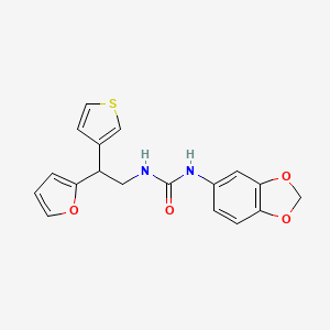 molecular formula C18H16N2O4S B2400680 1-(2H-1,3-benzodioxol-5-yl)-3-[2-(furan-2-yl)-2-(thiophen-3-yl)ethyl]urea CAS No. 2097884-10-9