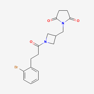 molecular formula C17H19BrN2O3 B2400681 1-((1-(3-(2-溴苯基)丙酰)氮杂环丁烷-3-基)甲基)吡咯烷-2,5-二酮 CAS No. 2319720-60-8