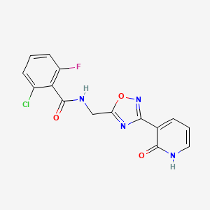 molecular formula C15H10ClFN4O3 B2400682 2-氯-6-氟-N-((3-(2-氧代-1,2-二氢吡啶-3-基)-1,2,4-恶二唑-5-基)甲基)苯甲酰胺 CAS No. 2034369-17-8