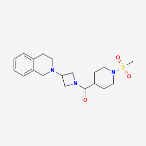 molecular formula C19H27N3O3S B2400686 (3-(3,4-dihydroisoquinolin-2(1H)-yl)azetidin-1-yl)(1-(methylsulfonyl)piperidin-4-yl)methanone CAS No. 2034307-31-6