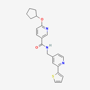 molecular formula C21H21N3O2S B2400691 6-(环戊氧基)-N-((2-(噻吩-2-基)吡啶-4-基)甲基)烟酰胺 CAS No. 1903619-31-7