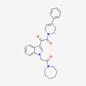 molecular formula C29H31N3O3 B2400695 1-(1-(2-(氮杂环戊烷-1-基)-2-氧代乙基)-1H-吲哚-3-基)-2-(4-苯基-5,6-二氢吡啶-1(2H)-基)乙烷-1,2-二酮 CAS No. 894004-50-3