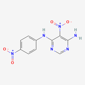 molecular formula C10H8N6O4 B2400699 5-nitro-N4-(4-nitrophenyl)pyrimidine-4,6-diamine CAS No. 501659-34-3