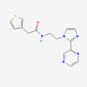 molecular formula C15H15N5OS B2400713 N-(2-(2-(pyrazin-2-yl)-1H-imidazol-1-yl)ethyl)-2-(thiophen-3-yl)acetamide CAS No. 2034451-05-1