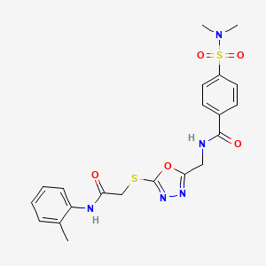molecular formula C21H23N5O5S2 B2400716 4-(N,N-dimethylsulfamoyl)-N-((5-((2-oxo-2-(o-tolylamino)ethyl)thio)-1,3,4-oxadiazol-2-yl)methyl)benzamide CAS No. 906146-17-6