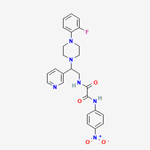 molecular formula C25H25FN6O4 B2400719 N1-(2-(4-(2-fluorophenyl)piperazin-1-yl)-2-(pyridin-3-yl)ethyl)-N2-(4-nitrophenyl)oxalamide CAS No. 886947-27-9