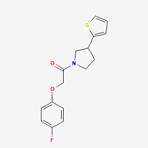 molecular formula C16H16FNO2S B2400722 2-(4-Fluorophenoxy)-1-(3-(thiophen-2-yl)pyrrolidin-1-yl)ethan-1-one CAS No. 2177365-90-9