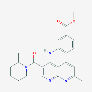 molecular formula C24H26N4O3 B2400726 3-((7-甲基-3-(2-甲基哌啶-1-羰基)-1,8-萘啶-4-基)氨基)苯甲酸甲酯 CAS No. 1251628-65-5