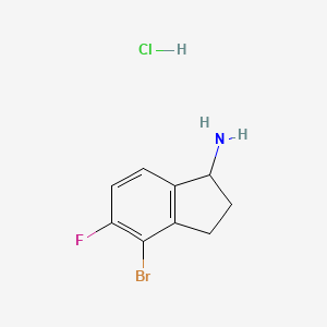 molecular formula C9H10BrClFN B2400729 4-溴-5-氟-2,3-二氢-1H-茚-1-胺盐酸盐 CAS No. 1864056-09-6