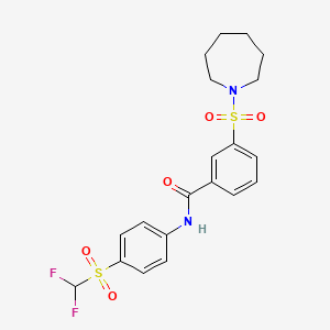 molecular formula C20H22F2N2O5S2 B2400741 3-(azepan-1-ylsulfonyl)-N-(4-((difluoromethyl)sulfonyl)phenyl)benzamide CAS No. 690249-37-7