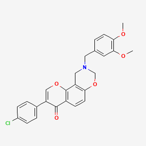 molecular formula C26H22ClNO5 B2400746 3-(4-氯苯基)-9-(3,4-二甲氧基苄基)-9,10-二氢苯并色喃[8,7-e][1,3]恶嗪-4(8H)-酮 CAS No. 929402-97-1