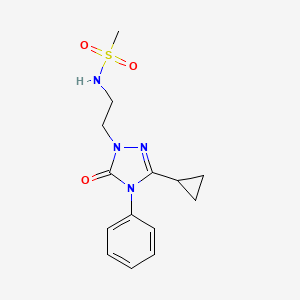 molecular formula C14H18N4O3S B2400752 N-(2-(3-cyclopropyl-5-oxo-4-phenyl-4,5-dihydro-1H-1,2,4-triazol-1-yl)ethyl)methanesulfonamide CAS No. 1396862-62-6