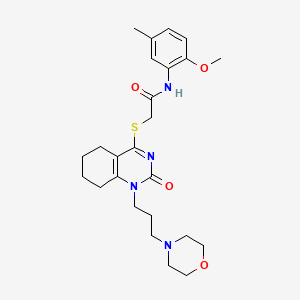 N-(2-methoxy-5-methylphenyl)-2-((1-(3-morpholinopropyl)-2-oxo-1,2,5,6,7,8-hexahydroquinazolin-4-yl)thio)acetamide