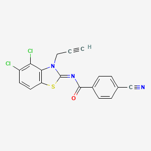 4-cyano-N-(4,5-dichloro-3-prop-2-ynyl-1,3-benzothiazol-2-ylidene)benzamide