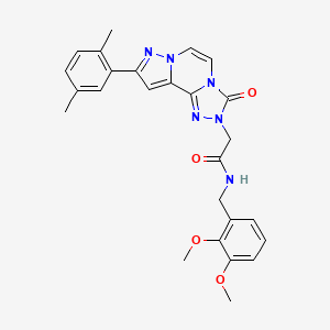 N-[(2,3-dimethoxyphenyl)methyl]-2-[11-(2,5-dimethylphenyl)-5-oxo-3,4,6,9,10-pentazatricyclo[7.3.0.02,6]dodeca-1(12),2,7,10-tetraen-4-yl]acetamide