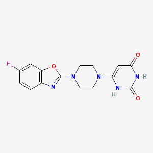 molecular formula C15H14FN5O3 B2400846 6-(4-(6-氟苯并[d]恶唑-2-基)哌嗪-1-基)嘧啶-2,4(1H,3H)-二酮 CAS No. 2320417-71-6