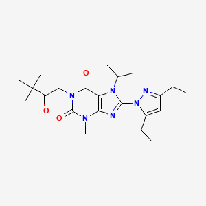 8-(3,5-Diethylpyrazolyl)-1-(3,3-dimethyl-2-oxobutyl)-3-methyl-7-(methylethyl)-1,3,7-trihydropurine-2,6-dione