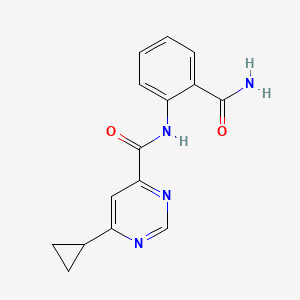 molecular formula C15H14N4O2 B2400859 N-(2-Carbamoylphenyl)-6-cyclopropylpyrimidine-4-carboxamide CAS No. 2415463-34-0