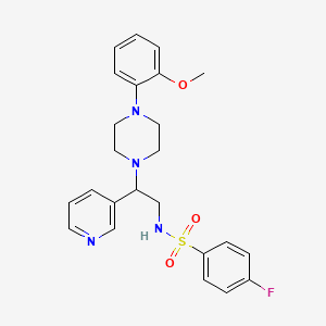 4-fluoro-N-(2-(4-(2-methoxyphenyl)piperazin-1-yl)-2-(pyridin-3-yl)ethyl)benzenesulfonamide