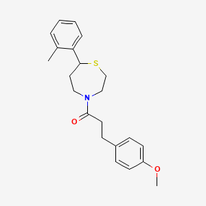 molecular formula C22H27NO2S B2400880 3-(4-Methoxyphenyl)-1-(7-(o-tolyl)-1,4-thiazepan-4-yl)propan-1-one CAS No. 1704521-81-2