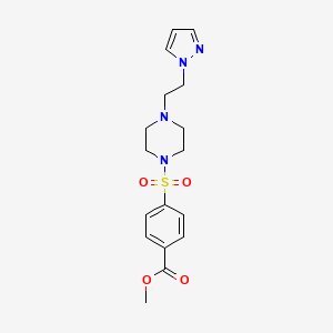 molecular formula C17H22N4O4S B2400883 methyl 4-((4-(2-(1H-pyrazol-1-yl)ethyl)piperazin-1-yl)sulfonyl)benzoate CAS No. 1396782-78-7