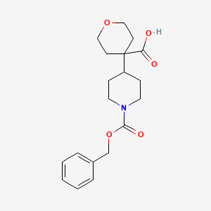 molecular formula C19H25NO5 B2400890 4-(1-Phenylmethoxycarbonylpiperidin-4-yl)oxane-4-carboxylic acid CAS No. 2287287-07-2
