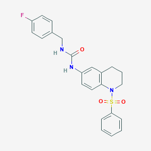 molecular formula C23H22FN3O3S B2400895 1-(4-Fluorobenzyl)-3-(1-(phenylsulfonyl)-1,2,3,4-tetrahydroquinolin-6-yl)urea CAS No. 1203322-01-3