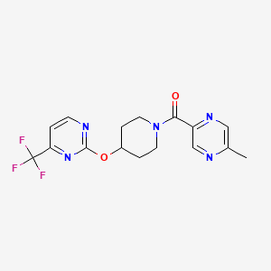 molecular formula C16H16F3N5O2 B2400903 (5-Methylpyrazin-2-yl)-[4-[4-(trifluoromethyl)pyrimidin-2-yl]oxypiperidin-1-yl]methanone CAS No. 2380142-74-3