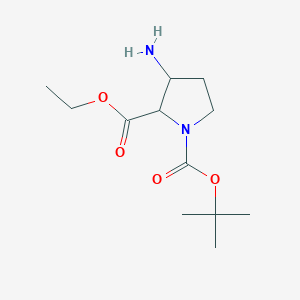 molecular formula C12H22N2O4 B2400906 1-Tert-butyl 2-ethyl 3-aminopyrrolidine-1,2-dicarboxylate CAS No. 1786226-93-4