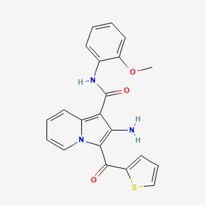 molecular formula C21H17N3O3S B2400908 2-amino-N-(2-methoxyphenyl)-3-(thiophene-2-carbonyl)indolizine-1-carboxamide CAS No. 898433-90-4