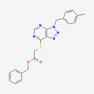 molecular formula C21H19N5O2S B2400911 2-((3-(4-甲基苄基)-3H-[1,2,3]三唑并[4,5-d]嘧啶-7-基)硫代)乙酸苄酯 CAS No. 896678-23-2