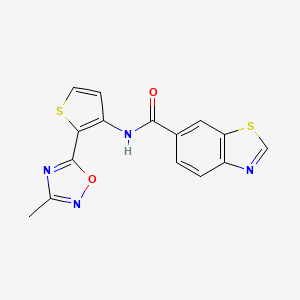molecular formula C15H10N4O2S2 B2400917 N-(2-(3-甲基-1,2,4-噁二唑-5-基)噻吩-3-基)苯並[d]噻唑-6-甲酰胺 CAS No. 1797067-27-6