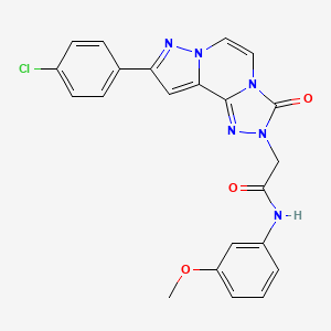 molecular formula C22H17ClN6O3 B2400926 2-[11-(4-chlorophenyl)-5-oxo-3,4,6,9,10-pentazatricyclo[7.3.0.02,6]dodeca-1(12),2,7,10-tetraen-4-yl]-N-(3-methoxyphenyl)acetamide CAS No. 1207003-41-5