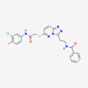 molecular formula C23H21ClN6O2S B2400927 N-(2-(6-((2-((3-chloro-4-methylphenyl)amino)-2-oxoethyl)thio)-[1,2,4]triazolo[4,3-b]pyridazin-3-yl)ethyl)benzamide CAS No. 872993-93-6