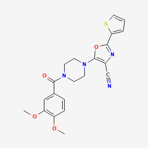 molecular formula C21H20N4O4S B2400931 5-(4-(3,4-二甲氧基苯甲酰基)哌嗪-1-基)-2-(噻吩-2-基)恶唑-4-腈 CAS No. 941928-58-1