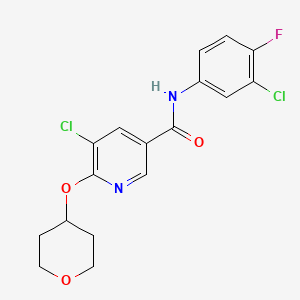5-chloro-N-(3-chloro-4-fluorophenyl)-6-((tetrahydro-2H-pyran-4-yl)oxy)nicotinamide
