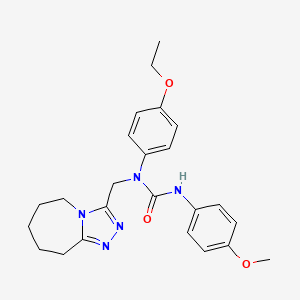 molecular formula C24H29N5O3 B2400953 1-(4-ethoxyphenyl)-3-(4-methoxyphenyl)-1-(6,7,8,9-tetrahydro-5H-[1,2,4]triazolo[4,3-a]azepin-3-ylmethyl)urea CAS No. 896030-82-3