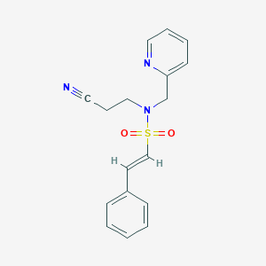 molecular formula C17H17N3O2S B2400957 (E)-N-(2-cyanoethyl)-2-phenyl-N-(pyridin-2-ylmethyl)ethenesulfonamide CAS No. 1312001-07-2