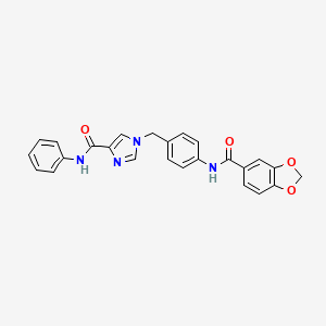 molecular formula C25H20N4O4 B2400959 1-(4-(benzo[d][1,3]dioxole-5-carboxamido)benzyl)-N-phenyl-1H-imidazole-4-carboxamide CAS No. 1251608-92-0