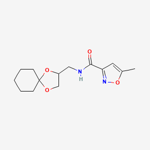 molecular formula C14H20N2O4 B2400977 N-(1,4-dioxaspiro[4.5]decan-2-ylmethyl)-5-methylisoxazole-3-carboxamide CAS No. 1210638-15-5