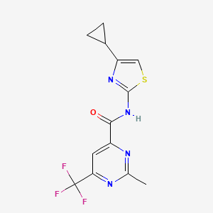 molecular formula C13H11F3N4OS B2400978 N-(4-Cyclopropyl-1,3-thiazol-2-yl)-2-methyl-6-(trifluoromethyl)pyrimidine-4-carboxamide CAS No. 2415569-28-5