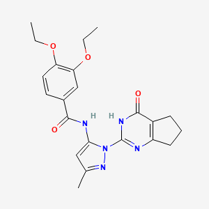 3,4-diethoxy-N-(3-methyl-1-(4-oxo-4,5,6,7-tetrahydro-3H-cyclopenta[d]pyrimidin-2-yl)-1H-pyrazol-5-yl)benzamide