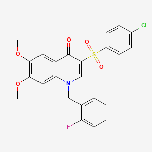 3-(4-Chlorophenyl)sulfonyl-1-[(2-fluorophenyl)methyl]-6,7-dimethoxyquinolin-4-one