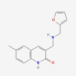 molecular formula C16H16N2O2 B2400984 3-{[(Furan-2-ylmethyl)-amino]-methyl}-6-methyl-1H-quinolin-2-one CAS No. 333411-68-0
